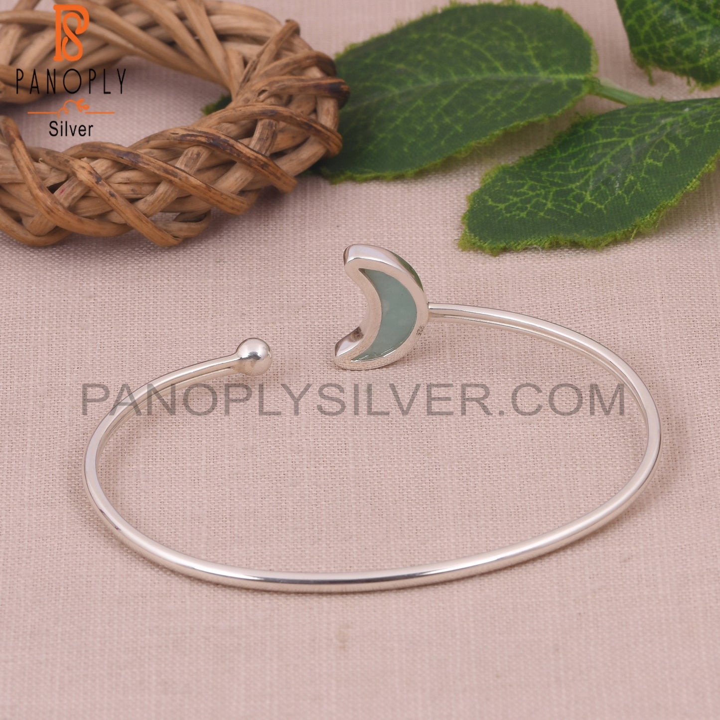 Natural Amazonite 925 Quality Moon Bangles