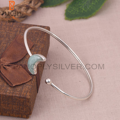 Natural Amazonite 925 Quality Moon Bangles
