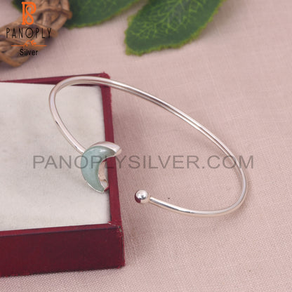 Natural Amazonite 925 Quality Moon Bangles