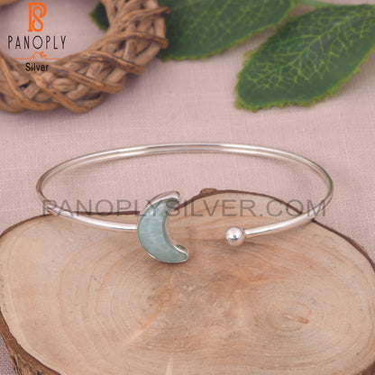 Natural Amazonite 925 Quality Moon Bangles