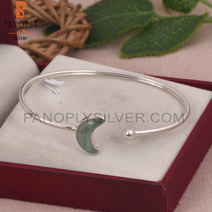 Half Moon Green Strawberry Quartz Wrist Bracelet