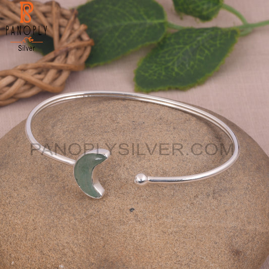 Half Moon Green Strawberry Quartz Wrist Bracelet