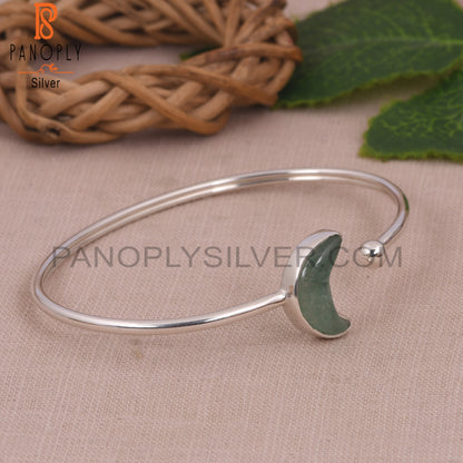 Half Moon Green Strawberry Quartz Wrist Bracelet