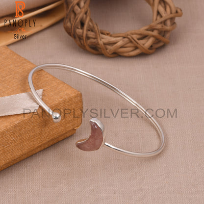 Strawberry Quartz Half Moon 925 Silver Cuff Bangles