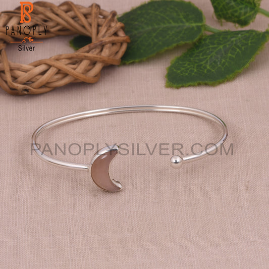 Peach Moonstone Half Moon Openable Bangles