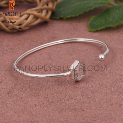 Crystal Quartz Hexagon Shape 925 Silver Bangles