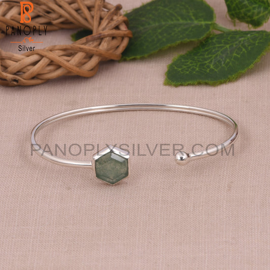 Green Strawberry Quartz Hexagon Openable Bangles