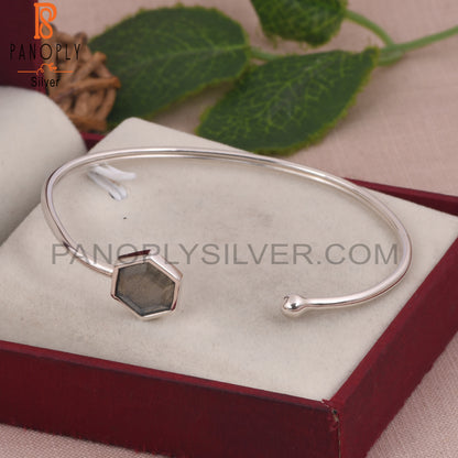 Labradorite Hexagon 925 Sterling Silver Bangles