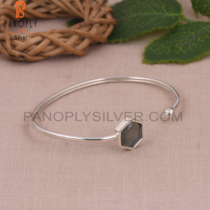 Labradorite Hexagon 925 Sterling Silver Bangles