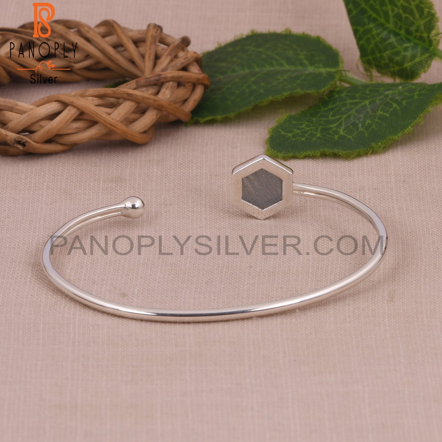 Labradorite Hexagon 925 Sterling Silver Bangles