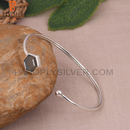 Labradorite Hexagon 925 Sterling Silver Bangles