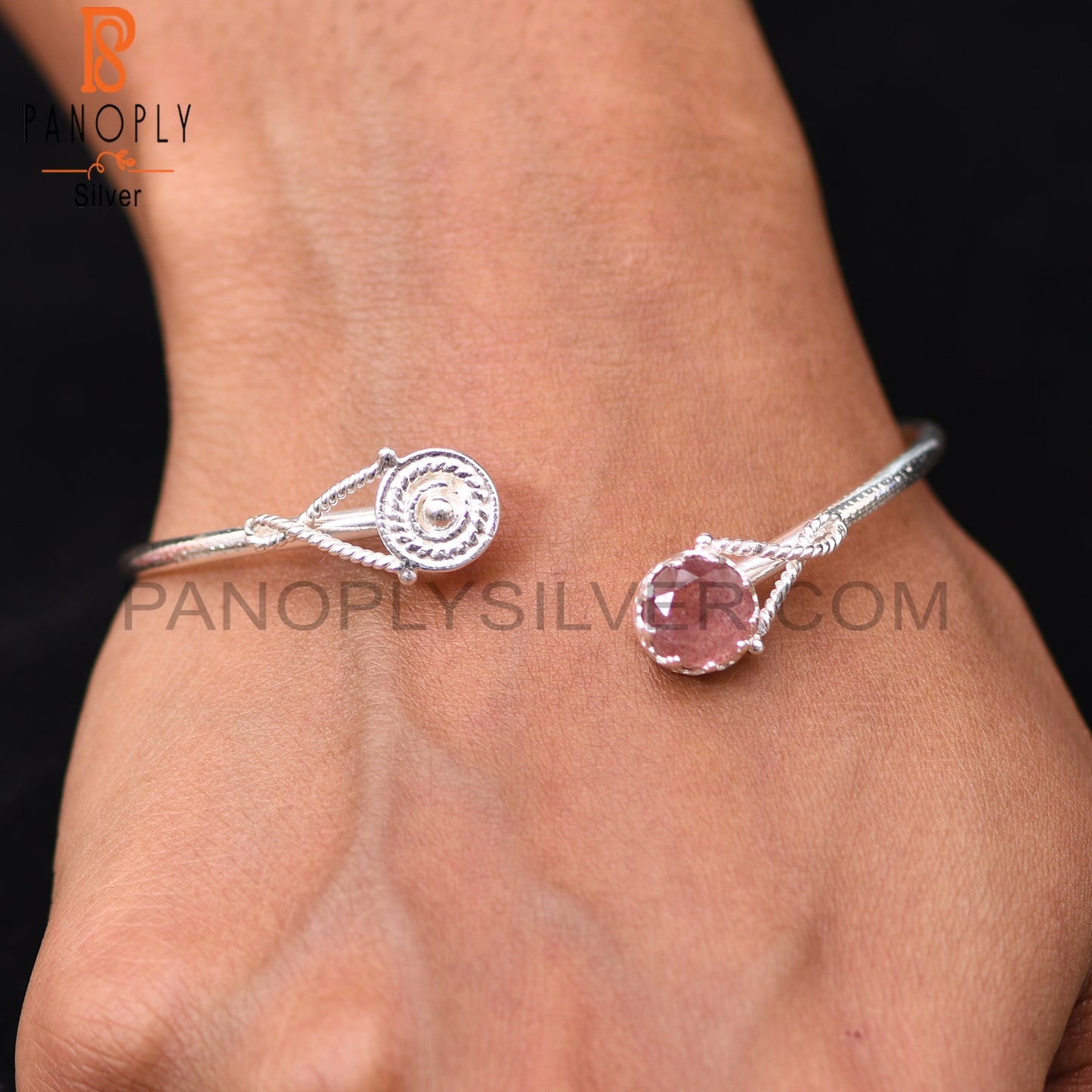 Sleek Band Strawberry Quartz Handcrafted Openable Bangles