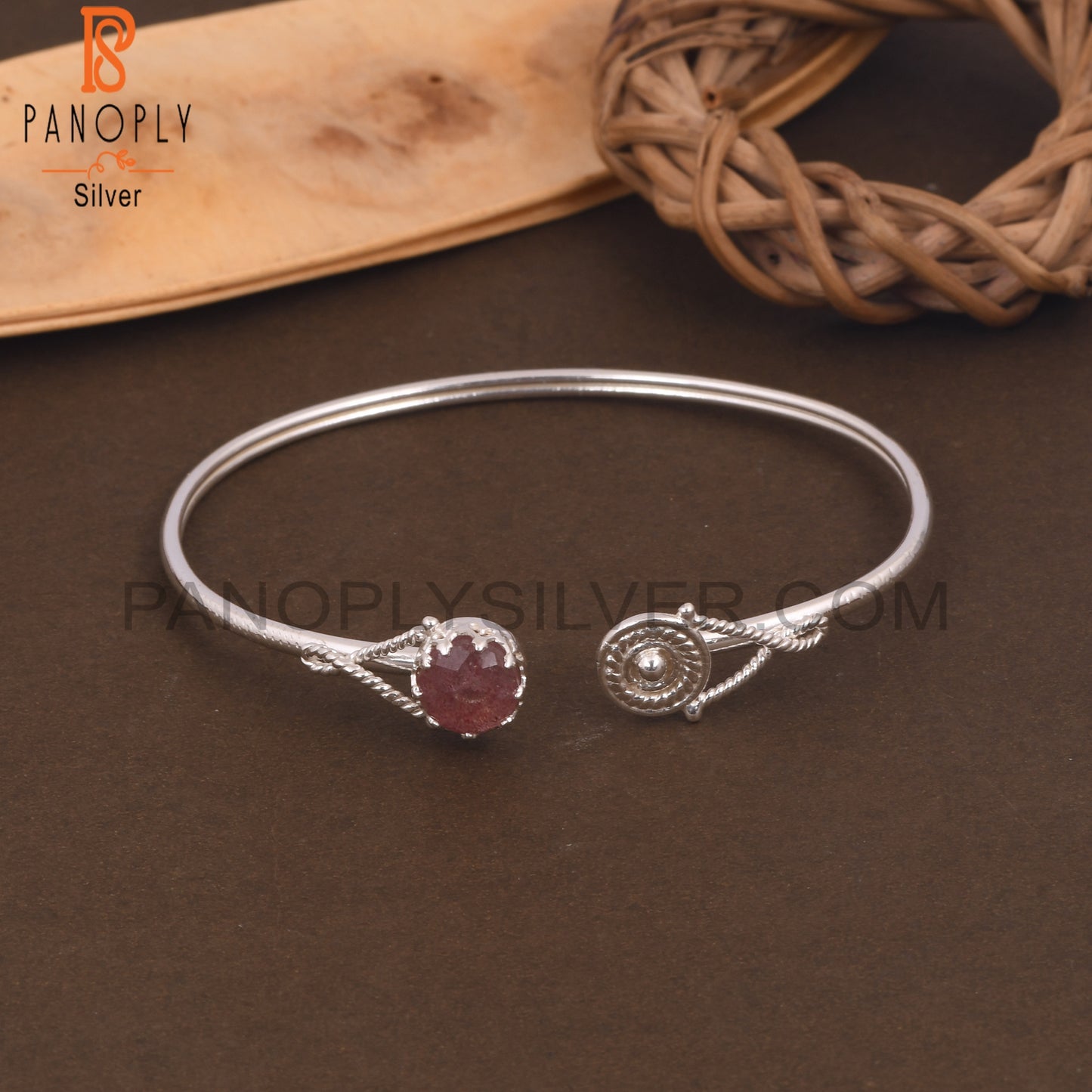 Sleek Band Strawberry Quartz Handcrafted Openable Bangles