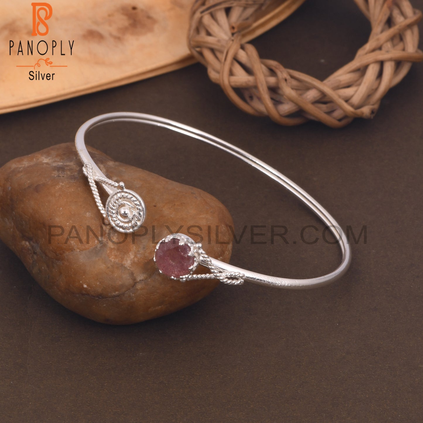 Sleek Band Strawberry Quartz Handcrafted Openable Bangles