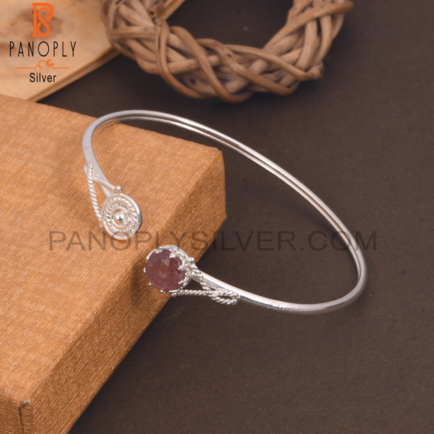Sleek Band Strawberry Quartz Handcrafted Openable Bangles