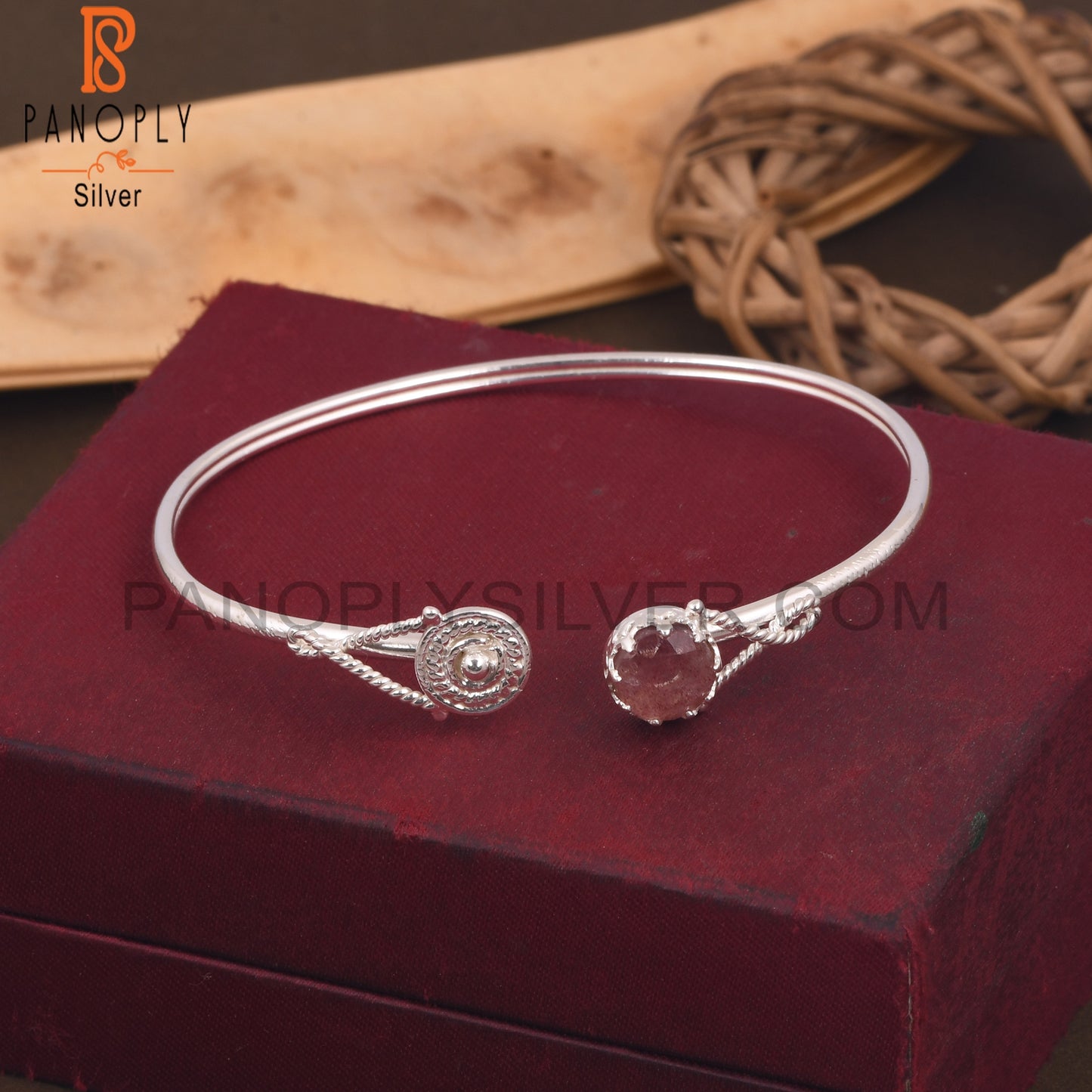 Sleek Band Strawberry Quartz Handcrafted Openable Bangles