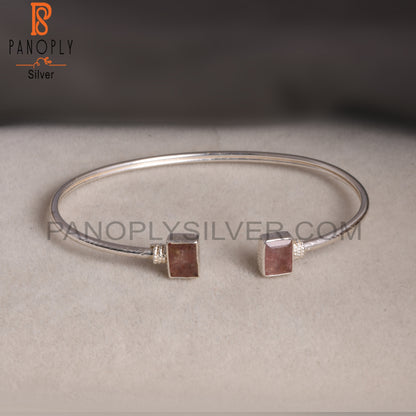 Beguette Shape Strawberry Quartz Openable Bangles