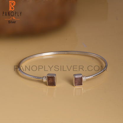 Beguette Shape Strawberry Quartz Openable Bangles