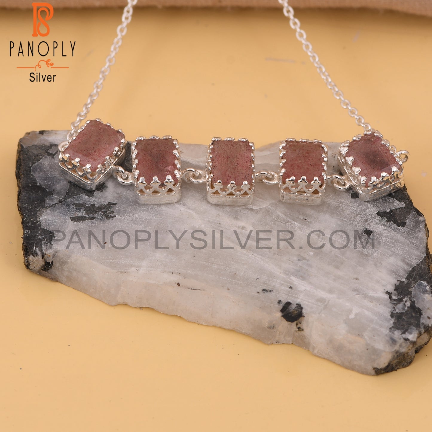 Strawberry Quartz Palm Chain Bracelet