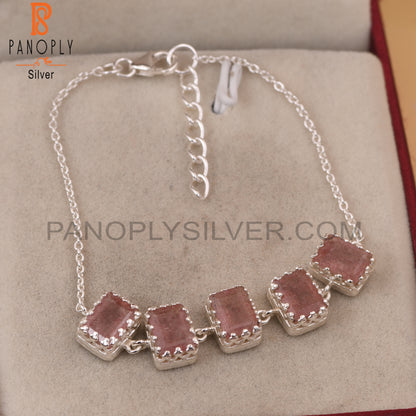 Strawberry Quartz Palm Chain Bracelet