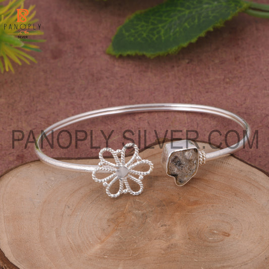 Herkimer Diamond Gemstone Flower Bangle Gift For Mothers Day