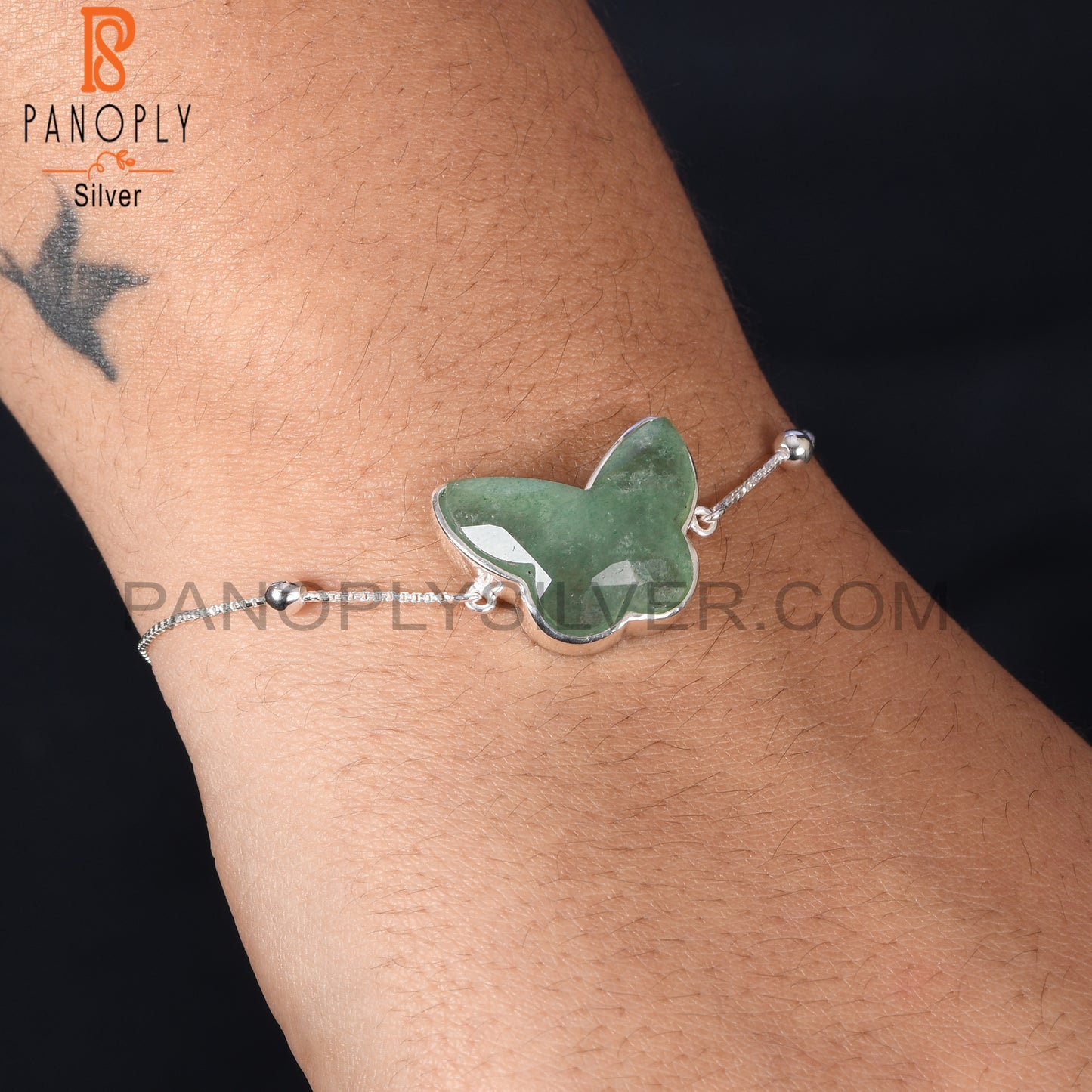 Ball Chain Green Butterfly Wrist Bracelets for Womens