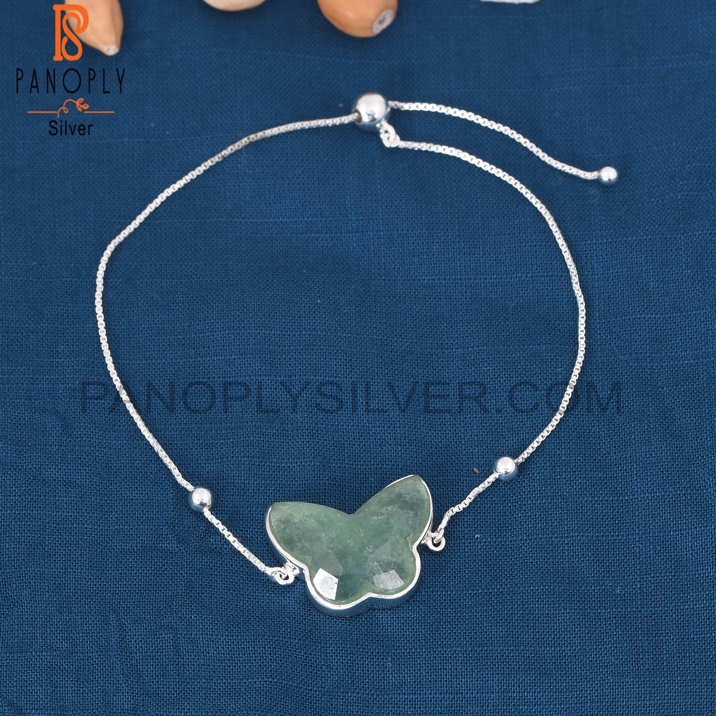 Ball Chain Green Butterfly Wrist Bracelets for Womens
