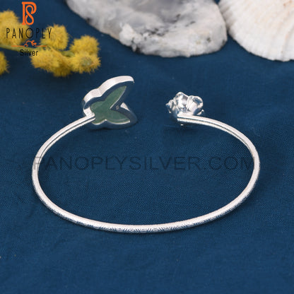 Flower Butterfly Green Strawberry Quartz Cuff Bangles
