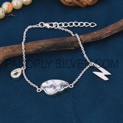 Crystal Drop Dendrite Gemstone With Cloud Design Bracelet