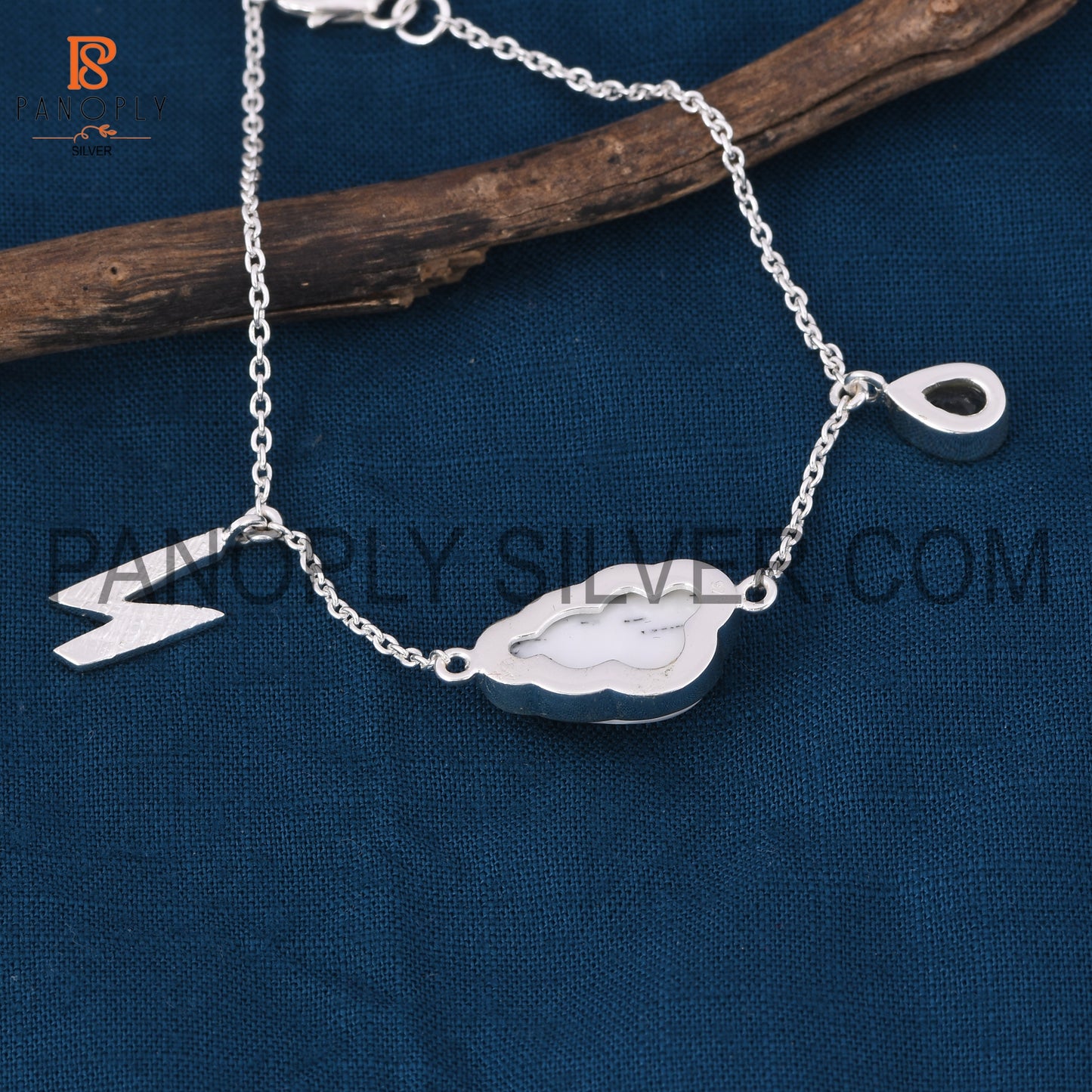 Crystal Drop Dendrite Gemstone With Cloud Design Bracelet