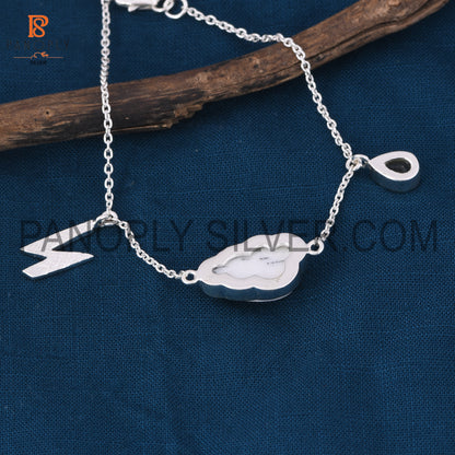Crystal Drop Dendrite Gemstone With Cloud Design Bracelet
