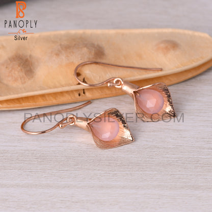 Rose Gold Plated 925 Sterling Silver Rose Chalcedony Earrings