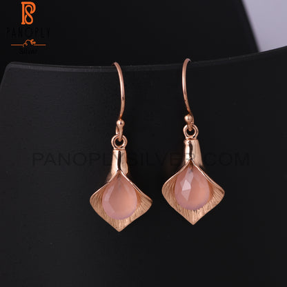 Rose Gold Plated 925 Sterling Silver Rose Chalcedony Earrings