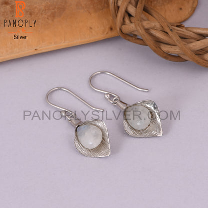 Rainbow Moonstone 925 Silver Calla Lily Floral Earrings