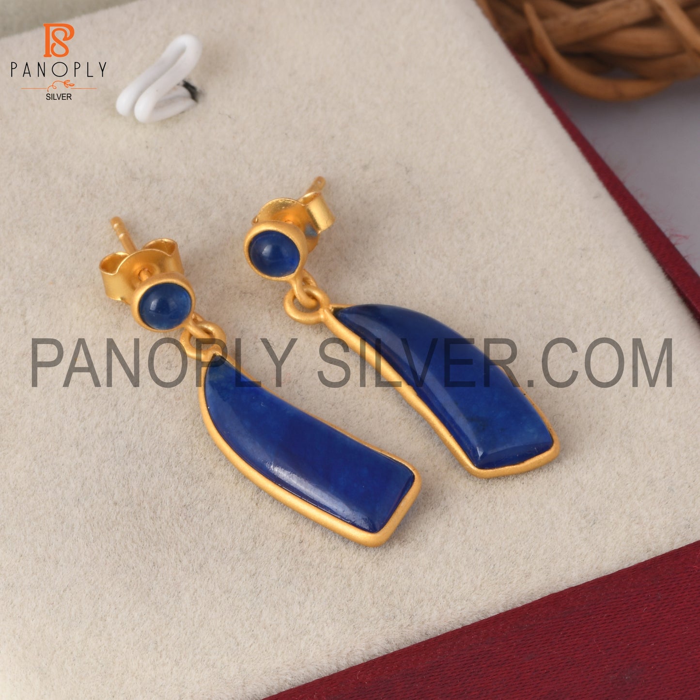 22K Gold Plated 925 Silver Natural Aventurine Gem Earrings