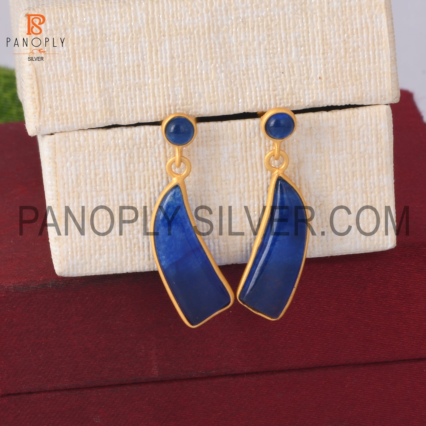 22K Gold Plated 925 Silver Natural Aventurine Gem Earrings
