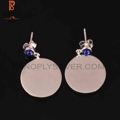 Lapis 925 Sterling Silver Double Disc Earrings