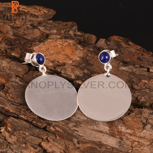 Lapis 925 Sterling Silver Double Disc Earrings