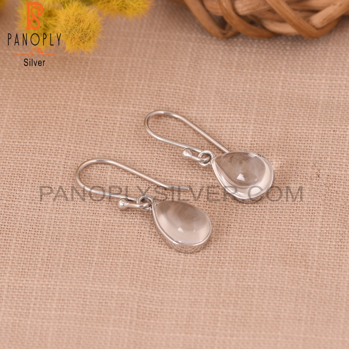 Simple Drop Design 925 Silver Crystal Girls Earrings