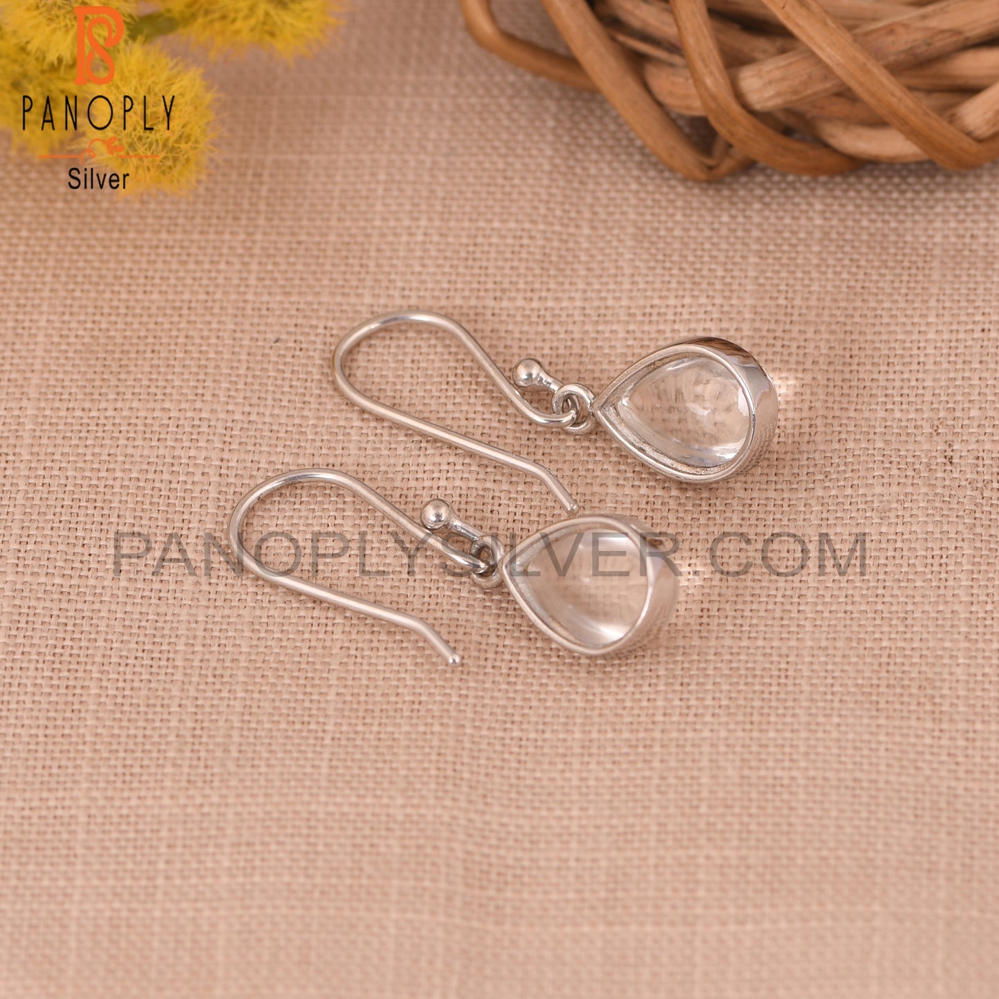 Simple Drop Design 925 Silver Crystal Girls Earrings