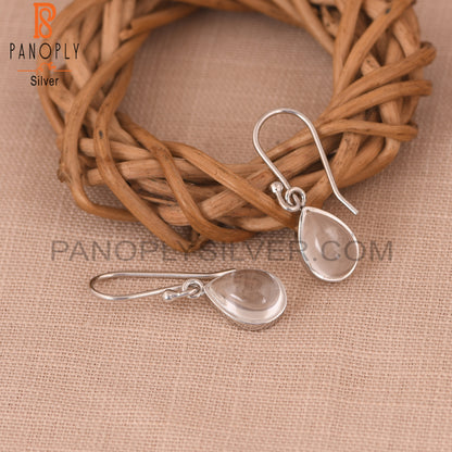 Simple Drop Design 925 Silver Crystal Girls Earrings