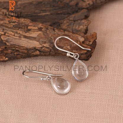 Simple Drop Design 925 Silver Crystal Girls Earrings