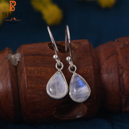 925 Silver Rainbow Moonstone Dangle Drop Earrings