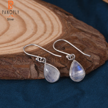 925 Silver Rainbow Moonstone Dangle Drop Earrings