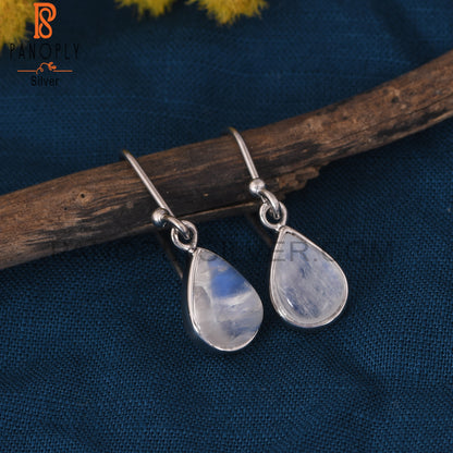 925 Silver Rainbow Moonstone Dangle Drop Earrings