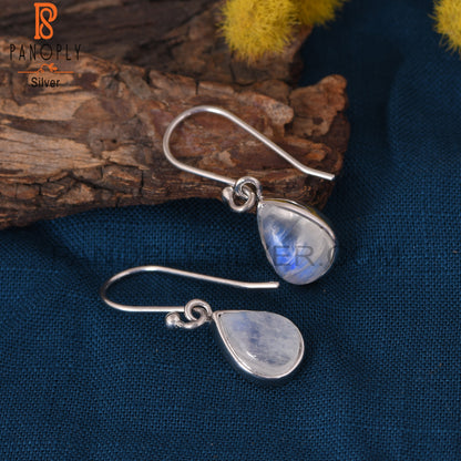 925 Silver Rainbow Moonstone Dangle Drop Earrings