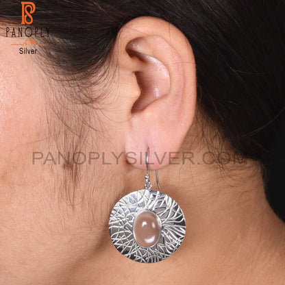 Cabushion Cut 925 Silver Crystal Quartz Oval Earrings