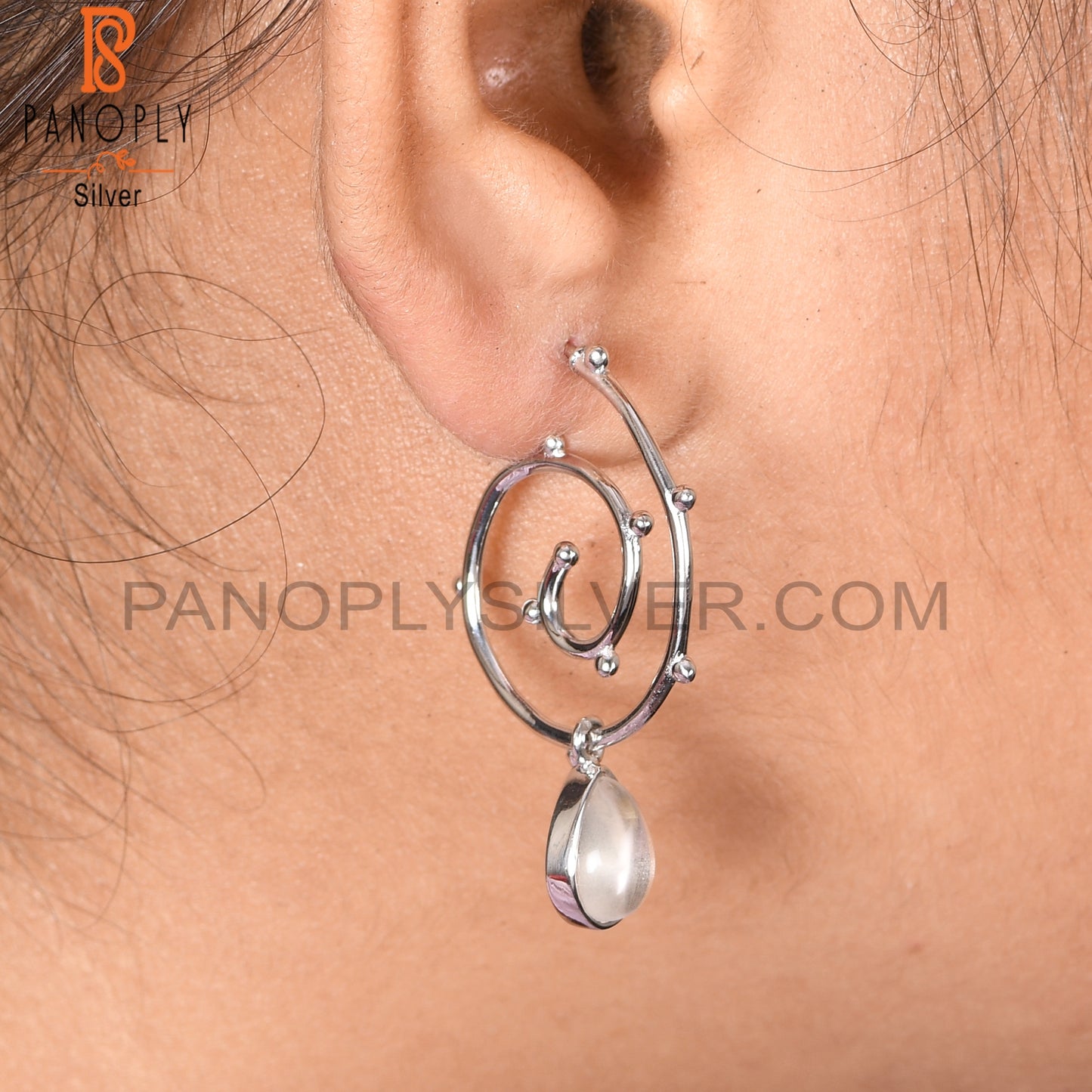Crystal Quartz 925 Sterling Silver Cyclone Earrings