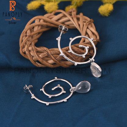 Crystal Quartz 925 Sterling Silver Cyclone Earrings