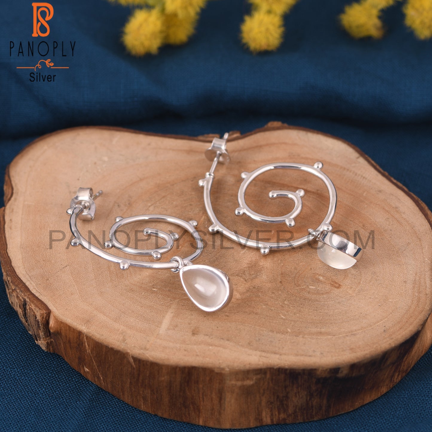 Crystal Quartz 925 Sterling Silver Cyclone Earrings